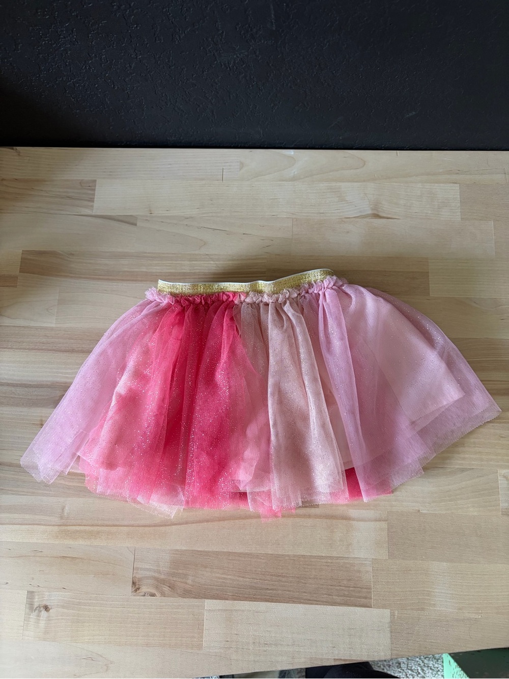 Mud Pie Pink Layered Tulle Skirt with Gold Elastic Waistband